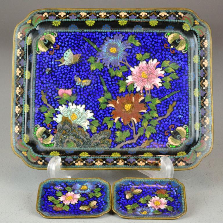 (3) Chinese Qing Cloisonne TraysConsisting