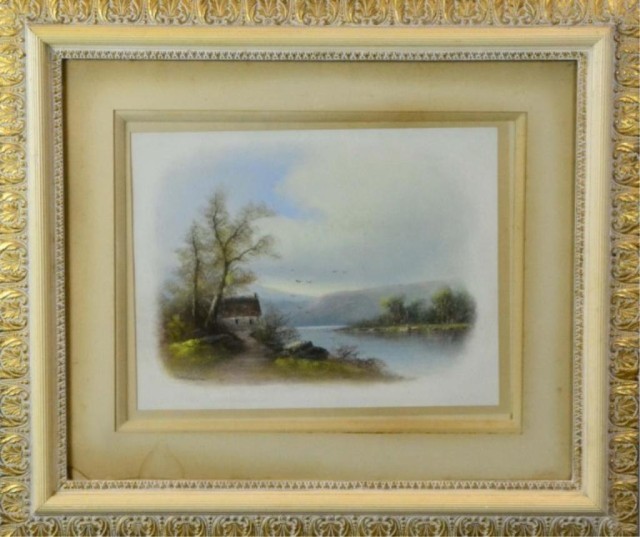 CHANDLER PASTEL ON BOARDCabin on a lake