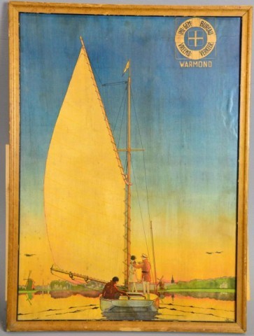 VINTAGE DUTCH SAILBOAT LITHOGRAPHImpressive