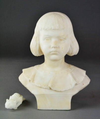 (2) ALABASTER BUST OF A GIRL AND A TIGERIncluding