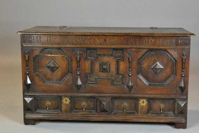 A Fine English Oak Dowry ChestWith