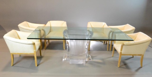  7 Glass topped Dining Table Lucite 171cfb