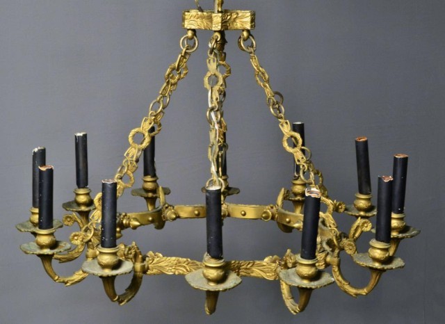 BRONZE ART NOVEAU 12 LIGHT CHANDELIERElectrified 171d42