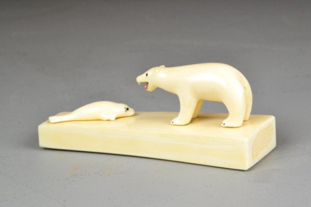 A Fine Ivory Inuit CarvingFinely