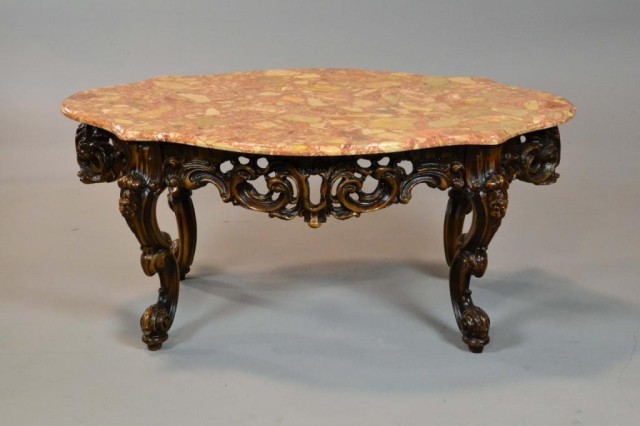 FRENCH MARBLED TOP WALNUT TABLEThe 171db9