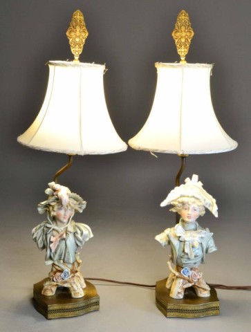  2 LAMPS WITH 18TH C PORCELAIN 171dc0