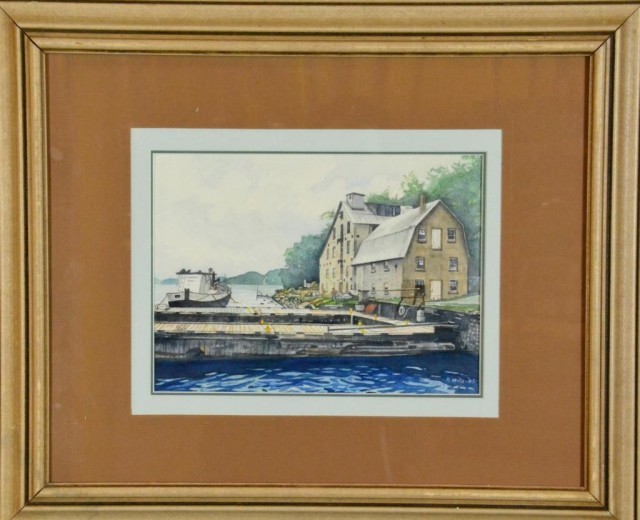 R. MILLS SIGNED 1995 WATERCOLORFinely