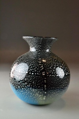 A Multi-Colored Speckled Art Glass VaseBulbous