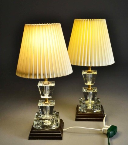  2 PRESSED GLASS LAMPS WITH SHADEMatching 171e07