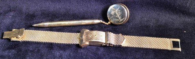  2 GOLD FILLED ITEMS BUCKLE WATCH 171e11