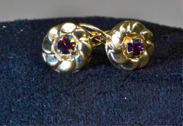 A Pair Of 14K And Amethyst Style