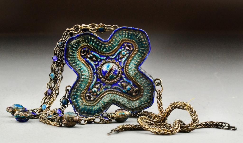 Chinese Qing Solid Silver & Enamel