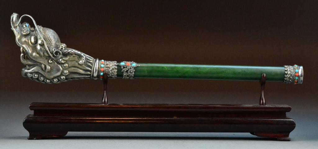 A Fine Tibetin Jade And Silver 171f1a