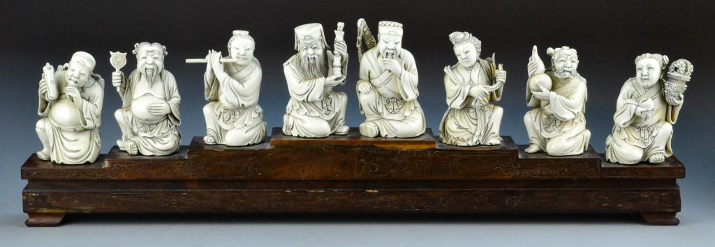 Chinese Qing Carved Ivory Eight