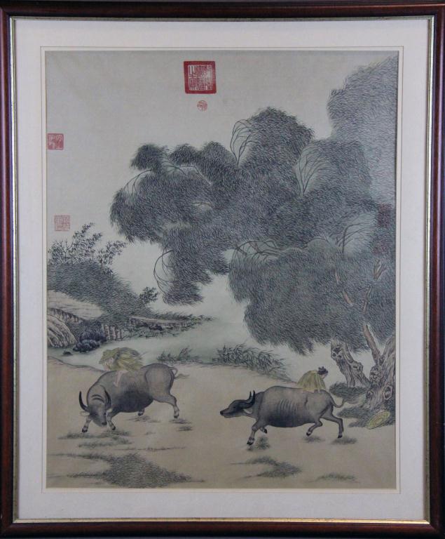 Chinese Framed Watercolor Painting