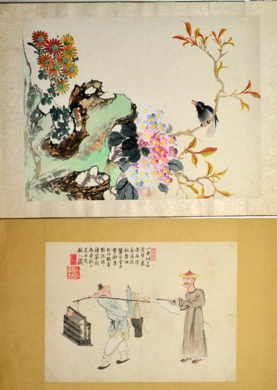 (2) Chinese Qing Watercolor PaintingsOne