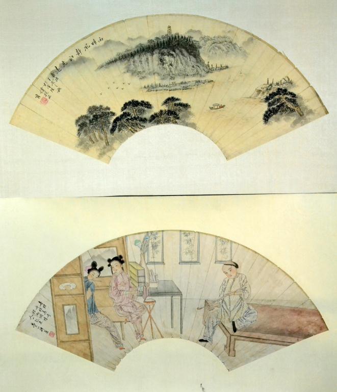  2 Chinese Watercolor Fan PaintingsOne 171fd3