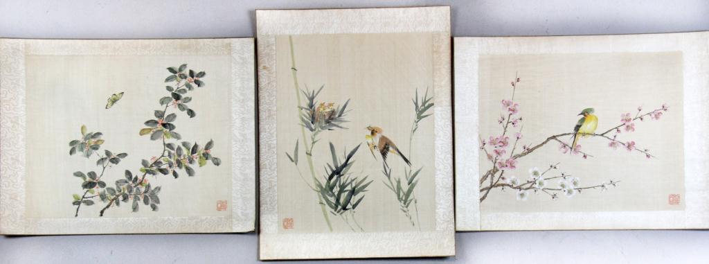  3 Chinese Qing Watercolor Paintings 171fcf