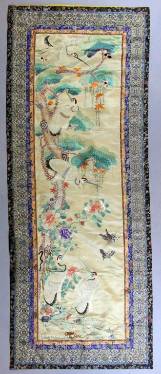 Chinese Qing Silk Embroidery PanelFinely 171fde