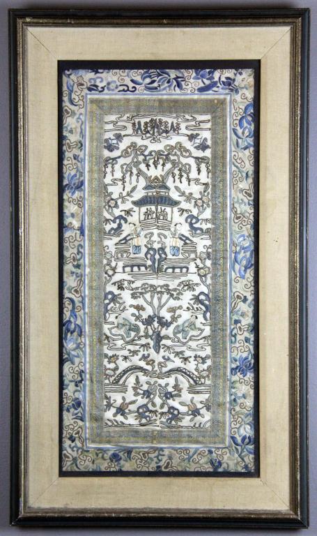 Chinese Qing Embroidered PanelFinely