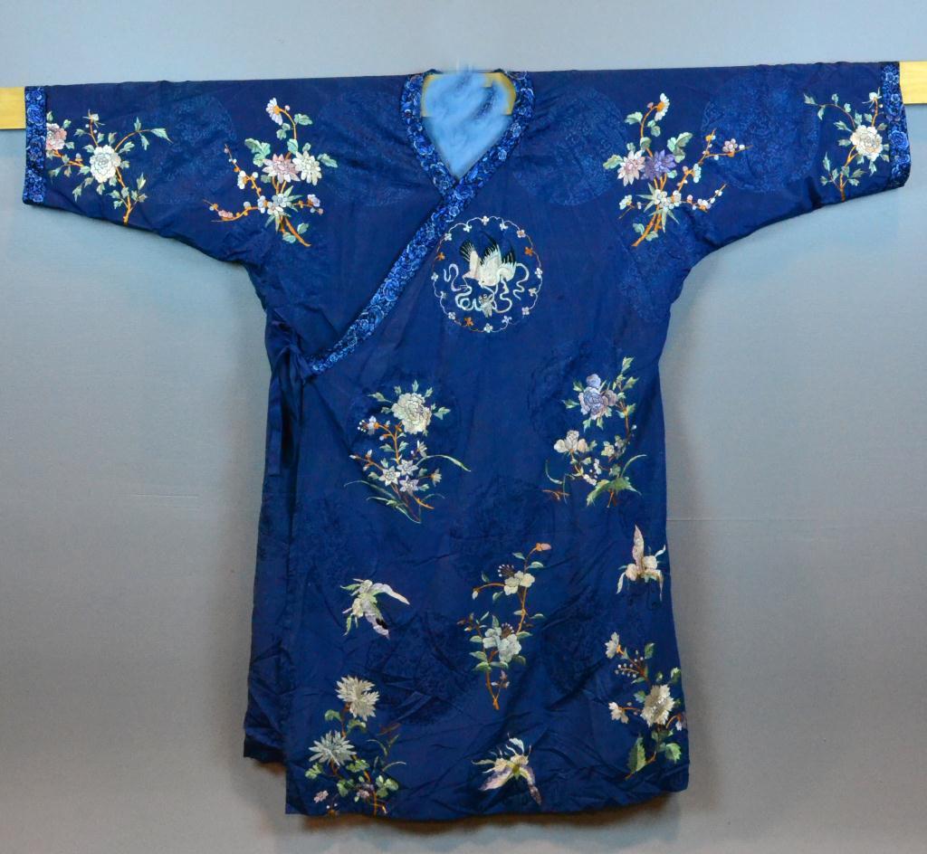 Chinese Silk Embroidered RobeBlue silk