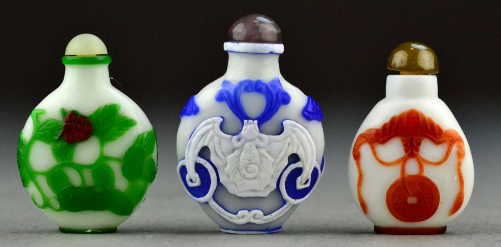 (3) Chinese Peking Glass Snuff BottlesTo