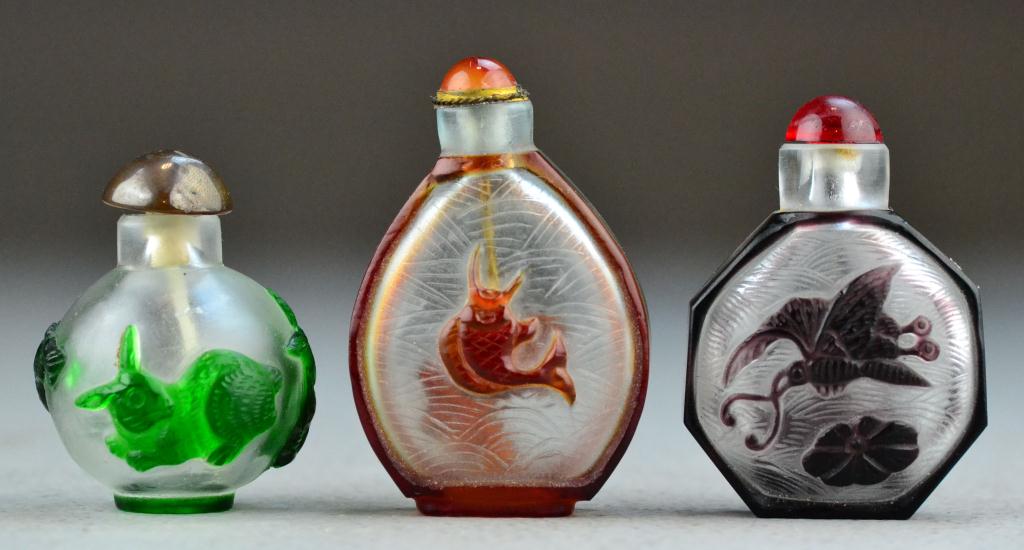 (3) Chinese Peking Glass Snuff