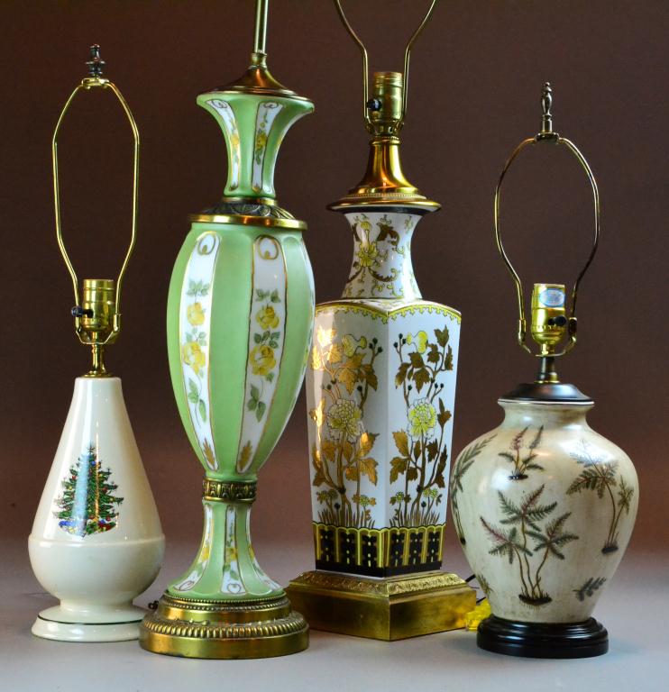(4) Collection of Porcelain LampsConsisting