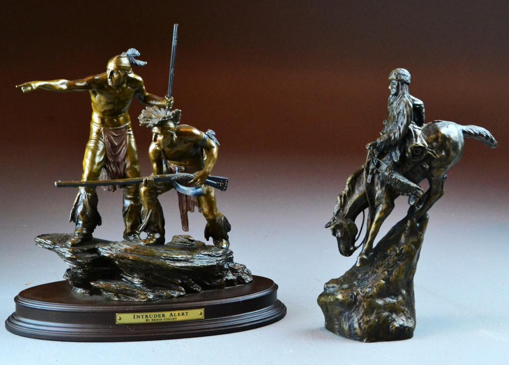 (2) Bronze Statues incl. ''Intruder