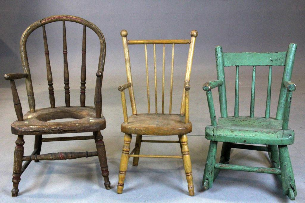  3 Early American Child s ChairsTo 1720a8