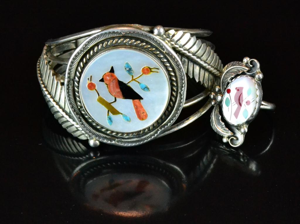  2 Pcs Mexican Inlaid Silver 1720dc