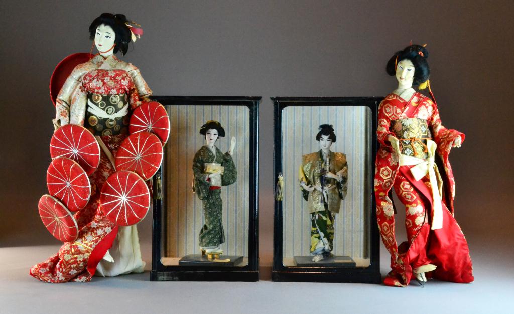 (4) Japanese Porcelain And Cloth DollsTo