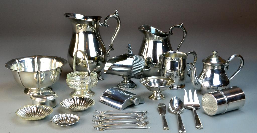 (23) Pcs. Silverplated & Sterling Table