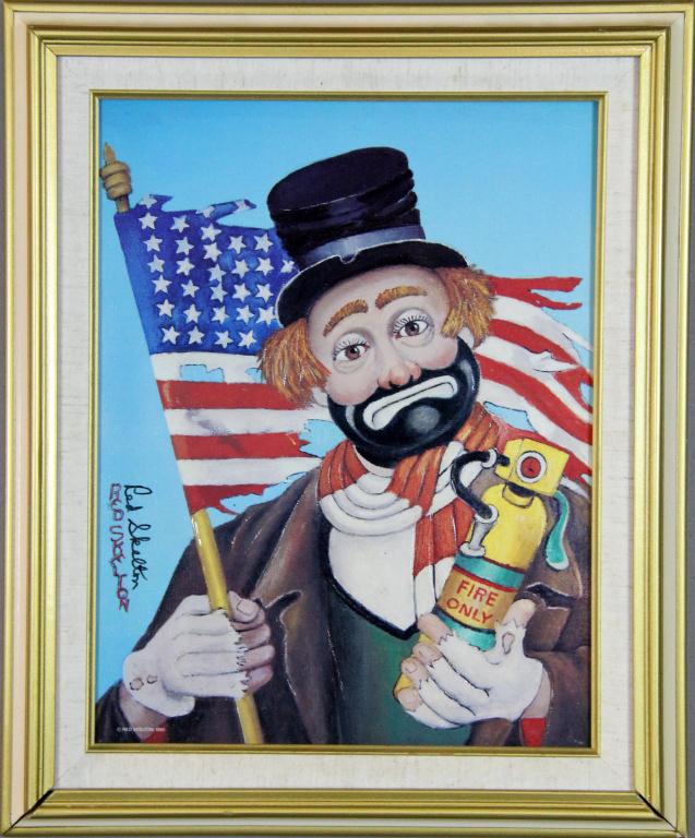Red Skelton Oil Painting Over PrintDepicting 172146