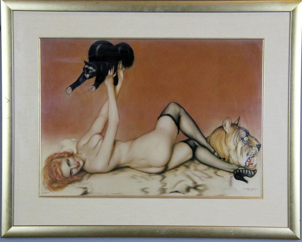Vargas Framed Nude Print - Tiger