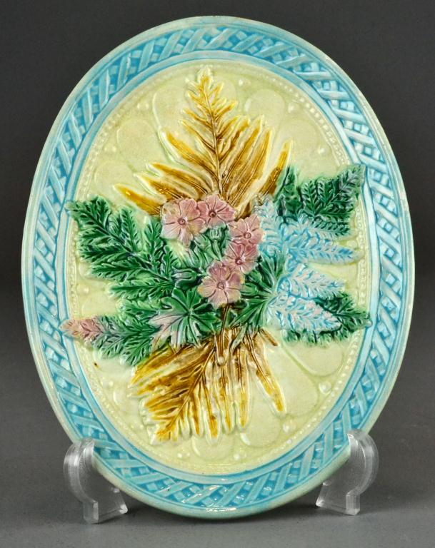 Antique Majolica Oval Plate with