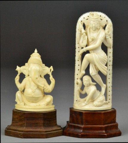  2 Carved Ivory Indian Figures 172172