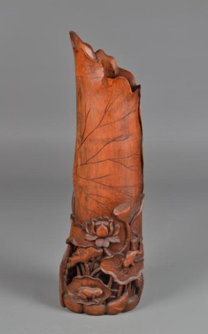Chinese Carved Bamboo Open VaseCarved 172183