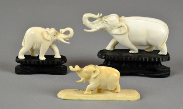  3 Chinese Carved Ivory ElephantsAll 1721a3