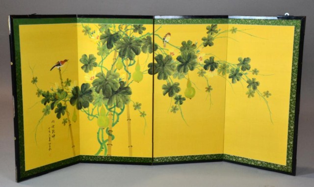 Chinese Hand Painted Four Panel 1721b1