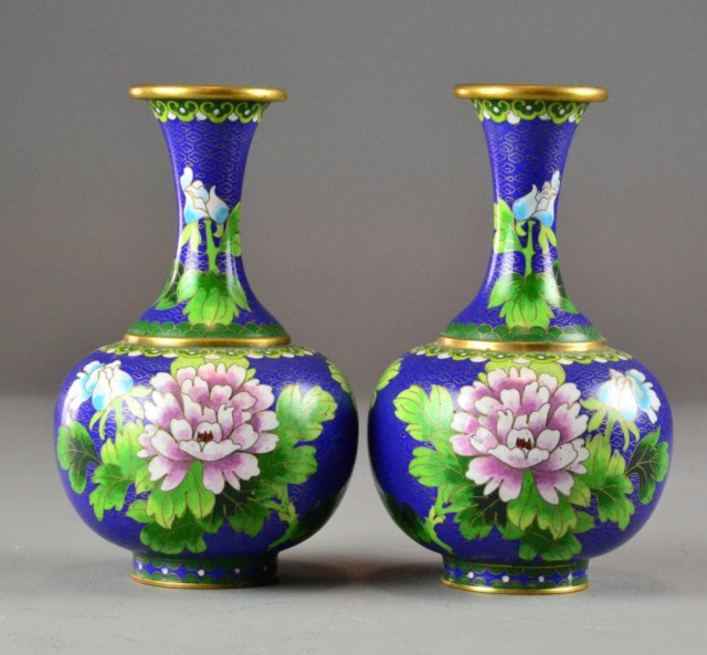  2 Matching Pair of Chinese Cloisonn  1721bf
