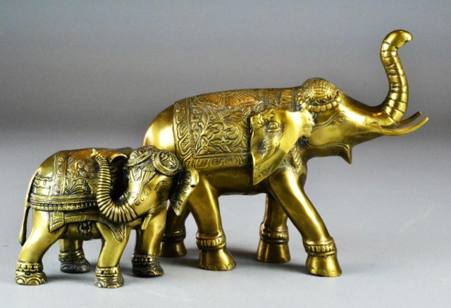 (2) Antique Brass Indian ElephantsTo