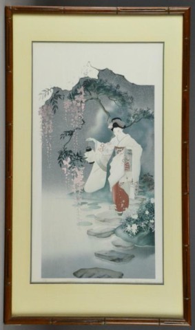 Litho of Japanese Geisha - signed