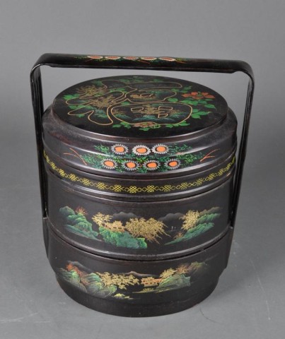 Chinese Lacquer Tiered Food ContainerThree