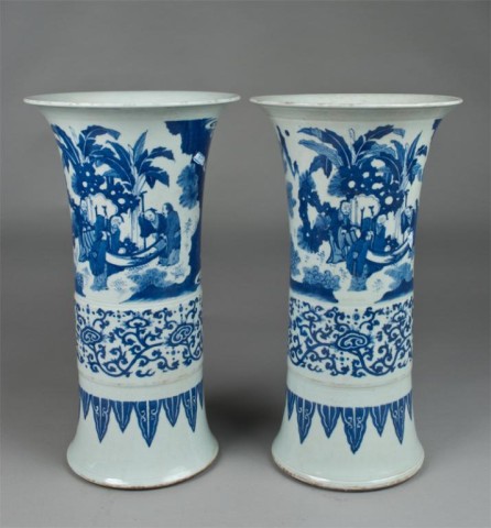 Pr. Chinese Blue & White Gu Porcelain