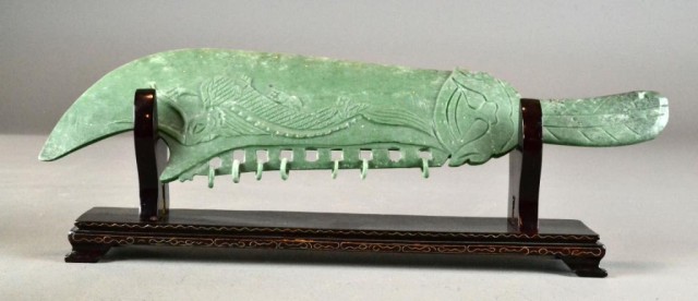 A Chinese Carved Hardstone SwordCarved