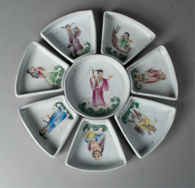 (8) Piece Chinese Famille Rose Condiment