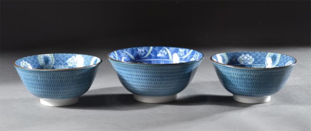  3 Japanese Porcelain BowlsFooted 17220a