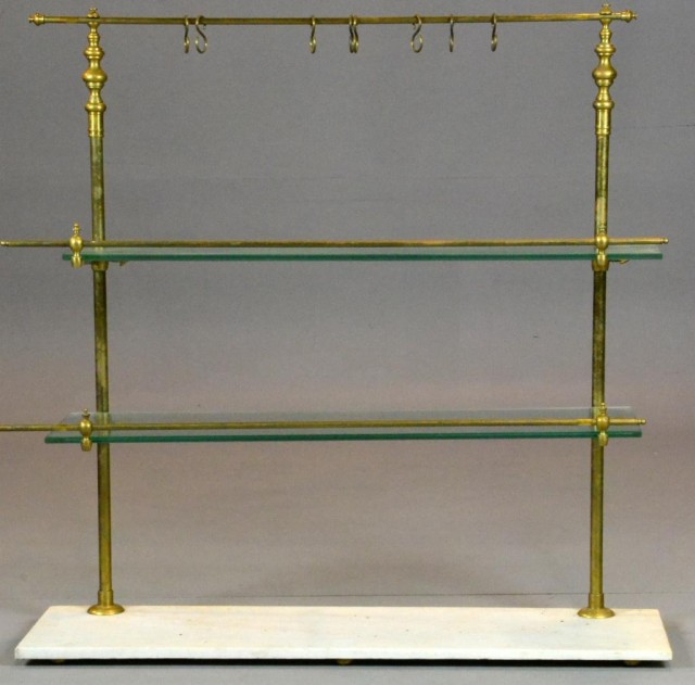 A Fine Brass Marble & Glass Bakers RackWith