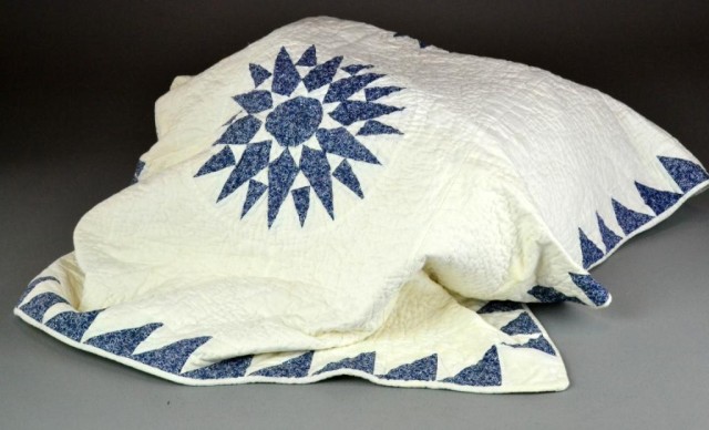 Sunburst Quilt in Blue and White